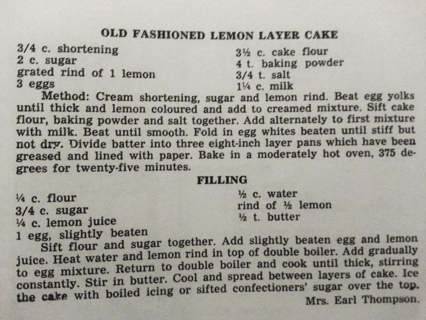 Perkins' Hearth Recipe: Lemon Layer Cake